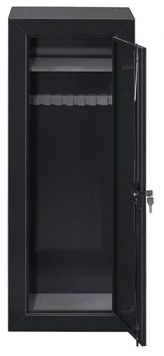 gun cabinet made from heavy duty steel and key lock system