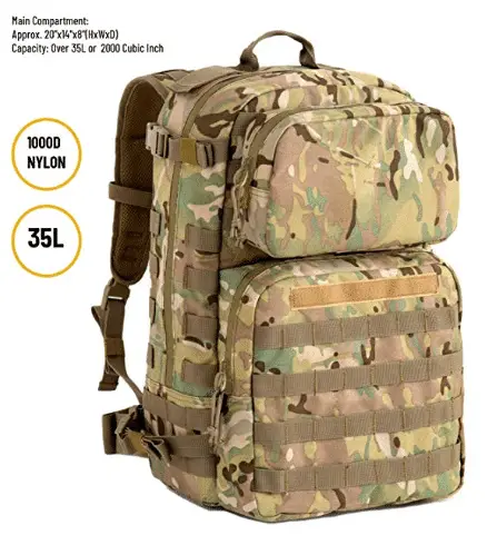 US Military FILBE Assault Pack with Assault Pouch, Army Tactical Rucksack Backpack Multicam