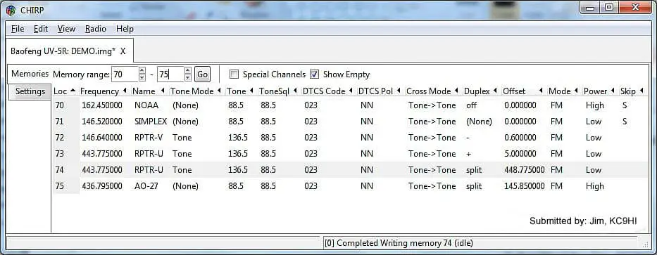 baofeng uv-5r chirp programming software