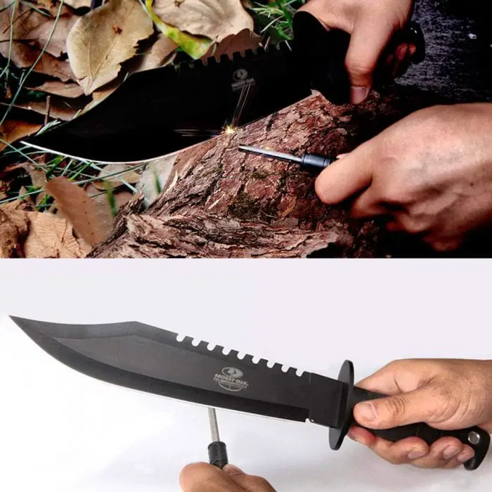 serrated knife cuts wood