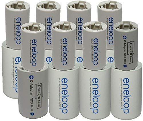 eneloop Spacer Pack- 8 Pack of C-size and 8 Pack of D-size Battery Adapters