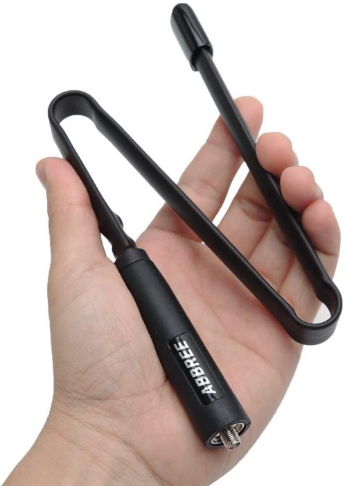 ABBREE SMA-Female Dual Band VHF:UHF 18.8-inch 144:430MHz High Gain Soft Whip Foldable CS Tactical Antenna for Baofeng UV-5R UV-82 BF-F8HP Ham Two Way Radio