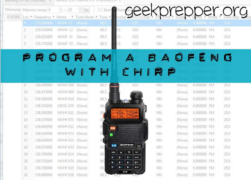 Baofeng Frequency Chart