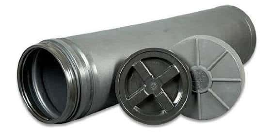 mono vault burial tube survival cache 2 lids