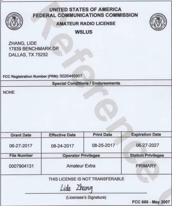 USA_FCC_Amateur_Radio_License