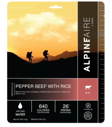 AlpineAire Foods Pepper Beef with Rice Dehydrated Food